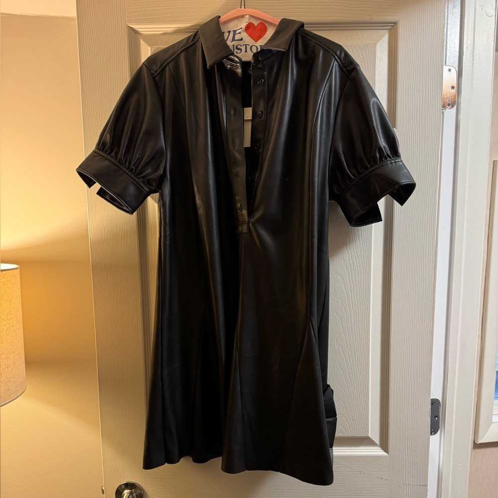Black Soft Faux Leather Dress - Banana Republic